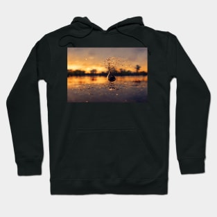 Sunset Lake Raindrops In Golden Houer Cloudscape Hoodie